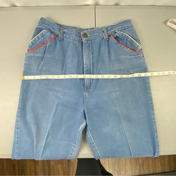 Vintage Kmart 70s High Waisted Pleated Trouser Blue Jeans size 17/18 - Picture 11 of 14